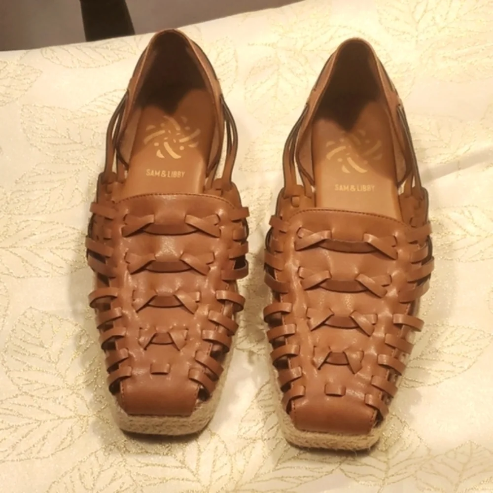 Sam & Libby Women's Asha Espadrille Saddle Slip On Shoes Brown Size 9